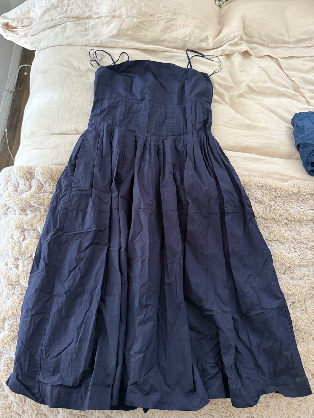 Navy Spaghetti Strap Midi Dress